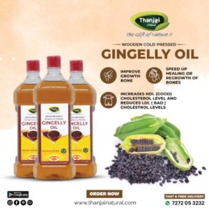 Thanjai Natural Gingelly Oil / Sesame Oil Unrefined Wooden Cold Pressed for Cooking