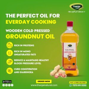 Thanjai Natural Groundnut Oil / Peanut Oil Unrefined Wooden Cold Pressed for Cooking