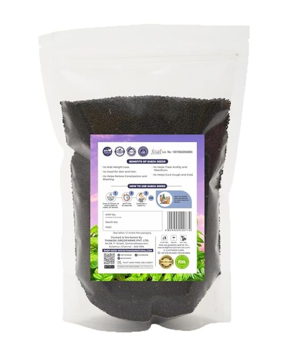 Thanjai Natural Raw Basil Seeds 250g | Sabja Seeds | Tukmaria Seeds | Helps in Weight Loss, Natural Stress Reliever, Reduce body heat - Image 2