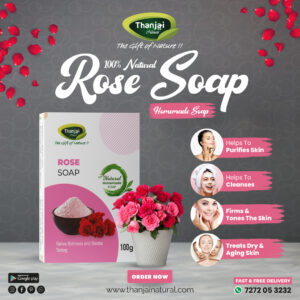 Thanjai Natural Handmade Rose Soap (100g x 4Pcs)