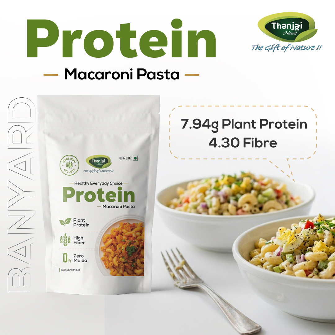 Thanjai Natural Protein Pasta | 21g Plant Protein | 4.7g Dietary Fiber | Zero Maida | Healthy Alternative to Regular Banyard Millet Pasta - Image 3
