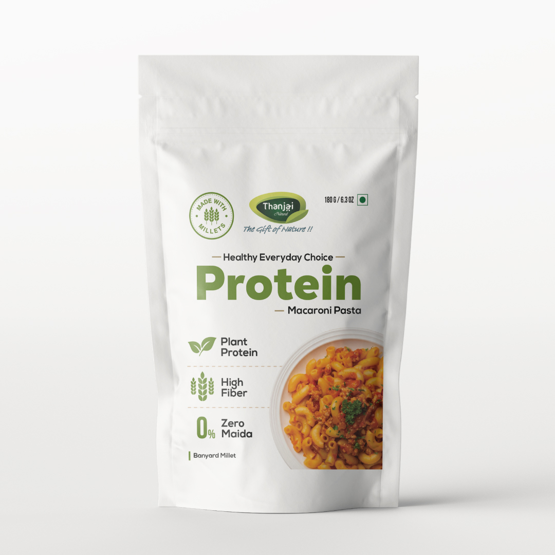 Thanjai Natural Protein Pasta | 21g Plant Protein | 4.7g Dietary Fiber | Zero Maida | Healthy Alternative to Regular Banyard Millet Pasta
